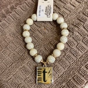 Stretch bracelet with initial T
